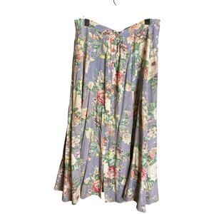 VINTAGE Floral Rose Sophisticates Button Front Flowy Skirt Large